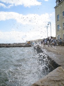 Wave hitting the Swanage quayside