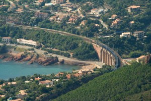 Train snaking through
